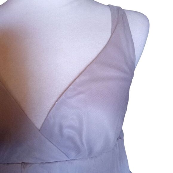 J. Crew Babydoll Style 100% Silk Light Lavender Tiered Midi Dress Size 2 Petite - Picture 7 of 8